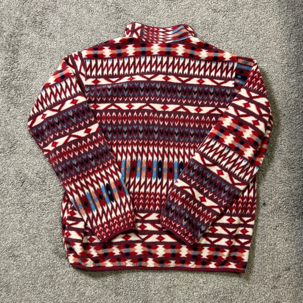Patagonia Synchilla Snap-T Pullover Womens XL kuta klash dark currant Geometric - Picture 4 of 11